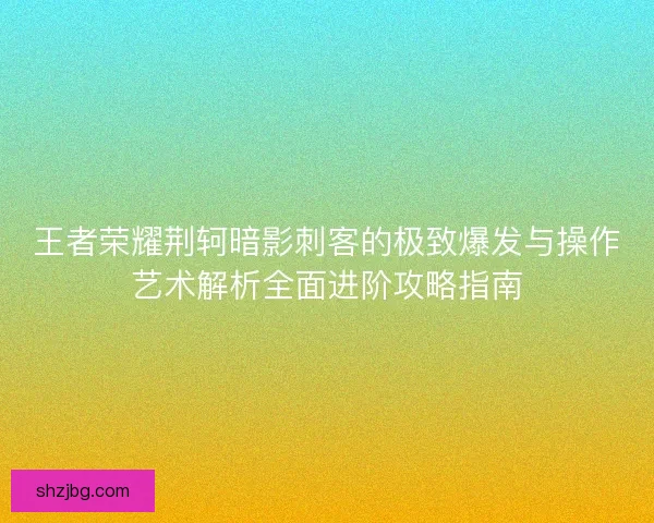 王者荣耀荆轲暗影刺客的极致爆发与操作艺术解析全面进阶攻略指南