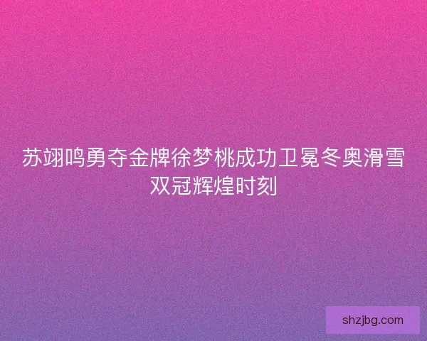 苏翊鸣勇夺金牌徐梦桃成功卫冕冬奥滑雪双冠辉煌时刻
