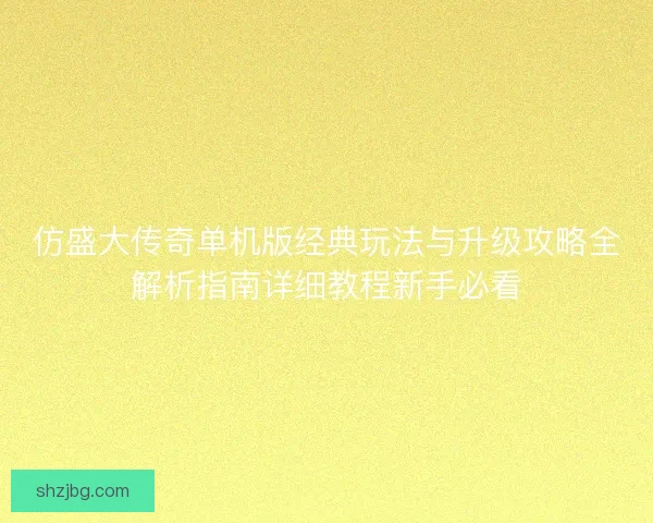 仿盛大传奇单机版经典玩法与升级攻略全解析指南详细教程新手必看