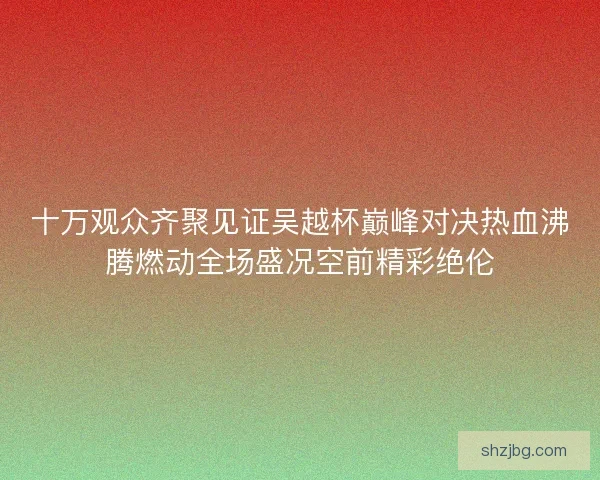 十万观众齐聚见证吴越杯巅峰对决热血沸腾燃动全场盛况空前精彩绝伦