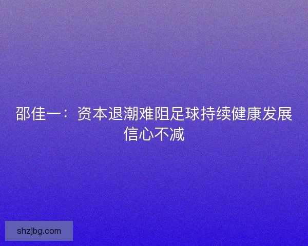 邵佳一：资本退潮难阻足球持续健康发展信心不减