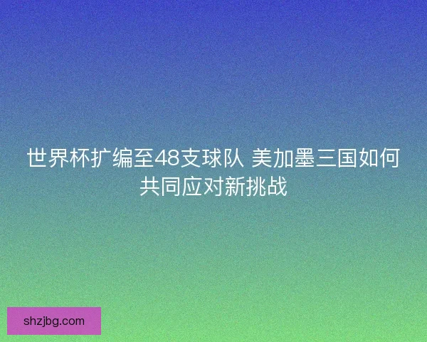 世界杯扩编至48支球队 美加墨三国如何共同应对新挑战