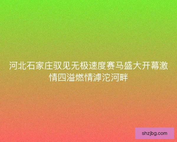 河北石家庄驭见无极速度赛马盛大开幕激情四溢燃情滹沱河畔